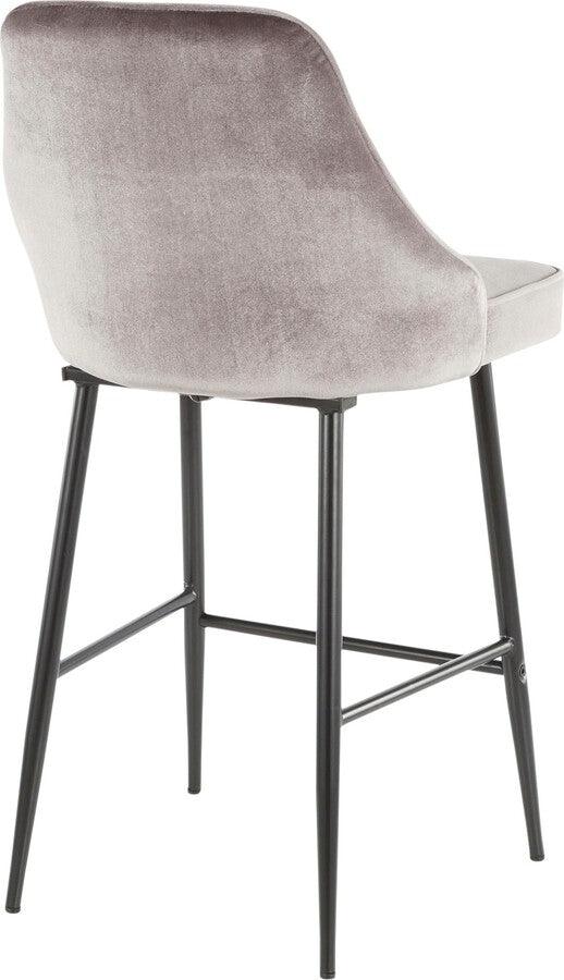Lumisource Barstools - Marcel Contemporary Counter Stool in Black Metal and Silver Velvet - Set of 2