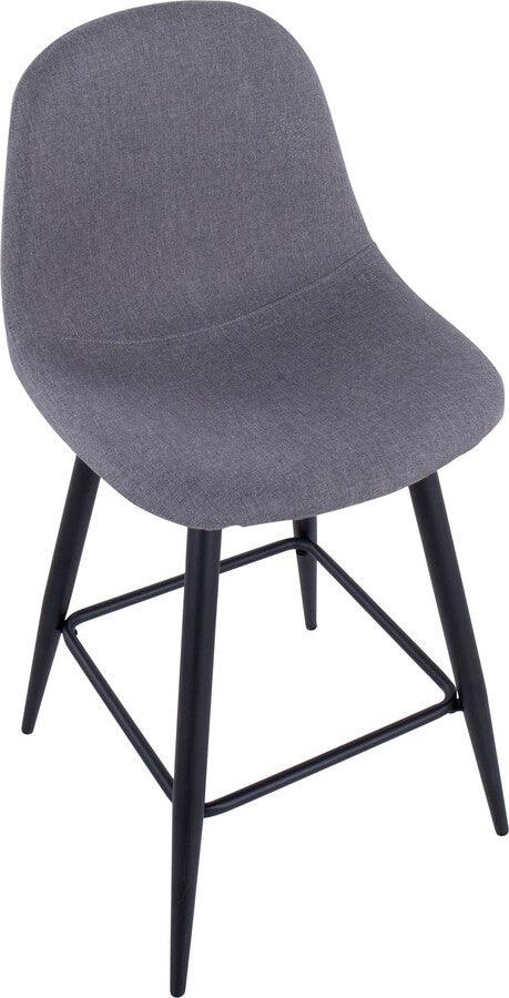 Lumisource Barstools - Pebble Counter Stool In Black Metal & Charcoal Fabric (Set of 2)