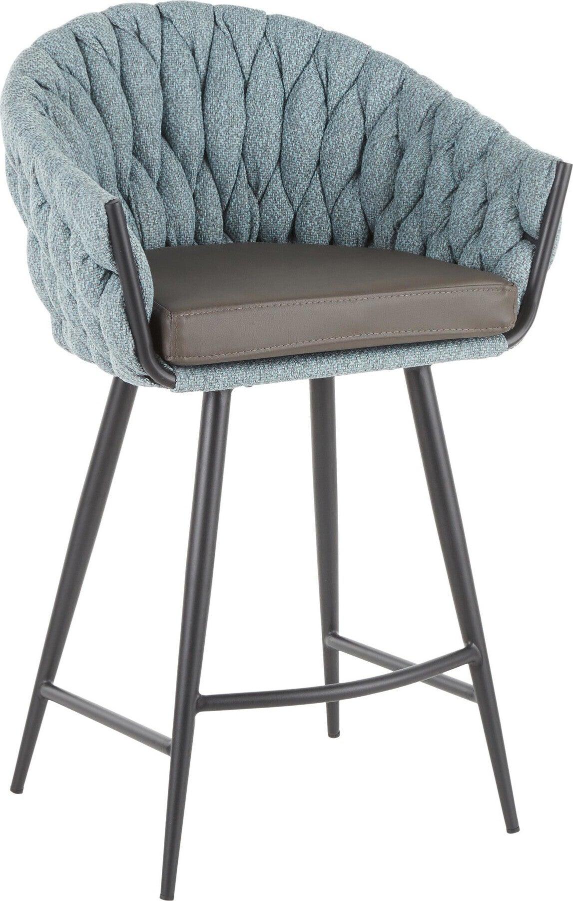 Lumisource Barstools - Braided Matisse Counter Stool Black & Gray & Blue