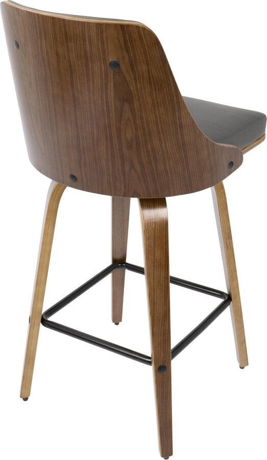 Lumisource Barstools - Gianna 26" Counter Stool In Walnut With Grey Faux Leather (Set of 2)