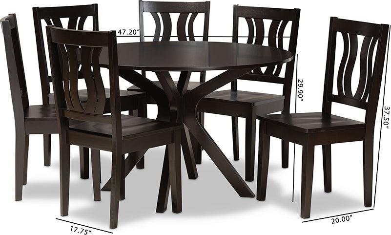 Wholesale Interiors Dining Sets - Mare Dark Brown Finished Wood 7-Piece Dining Set