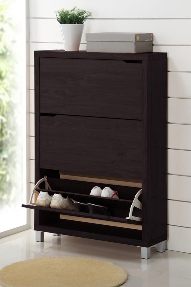 Wholesale Interiors Shoe Storage - Simms Modern Shoe Cabinet Dark Brown
