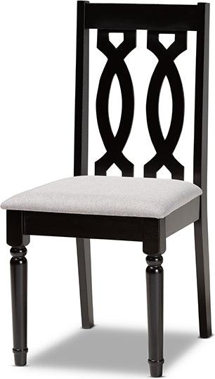 Wholesale Interiors Dining Sets - Cherese Grey Fabric Upholstered and Dark Brown Finished Wood 7-Piece Dining Set