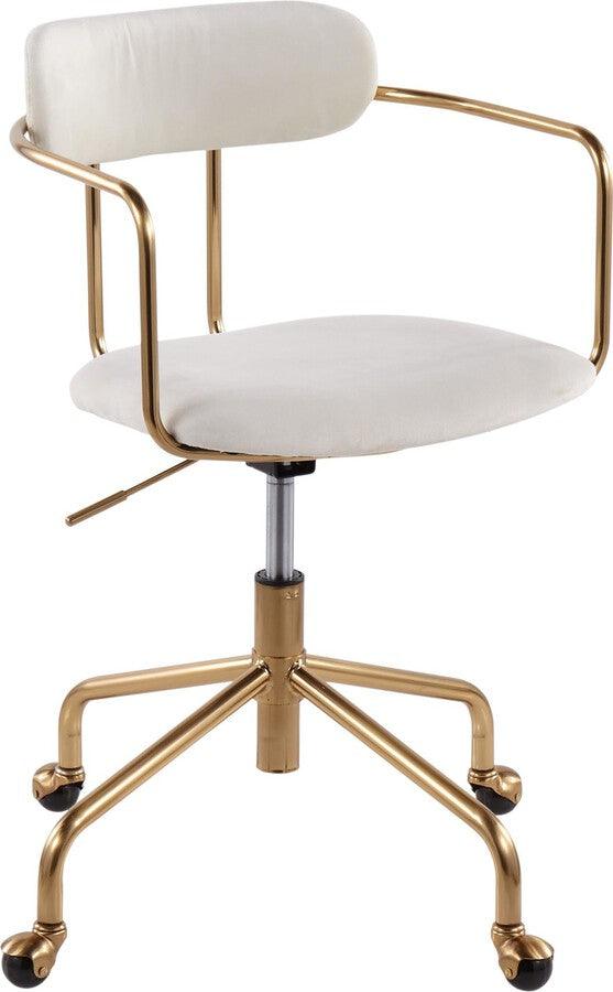 Lumisource Task Chairs - Demi Contemporary Office Chair in Gold Metal & Cream Velvet