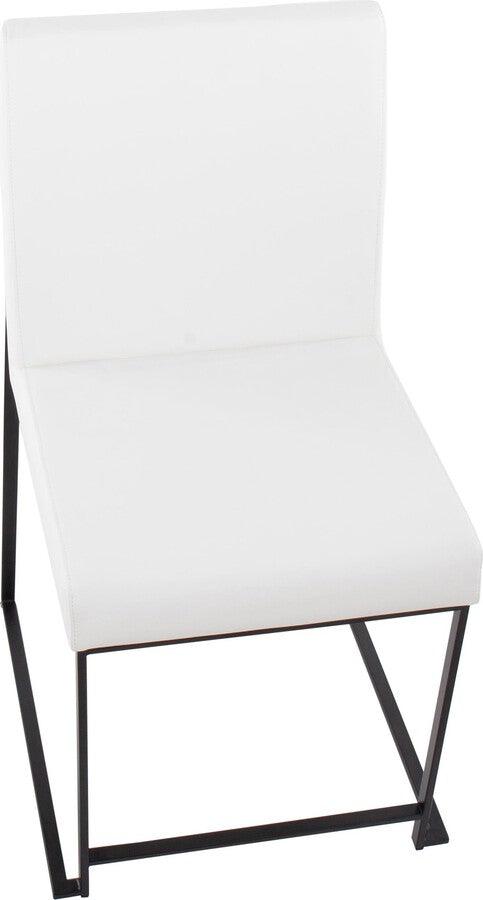 Lumisource Dining Chairs - High Back Fuji Contemporary Dining Chair in Black Steel and White Faux Leather - Set of 2