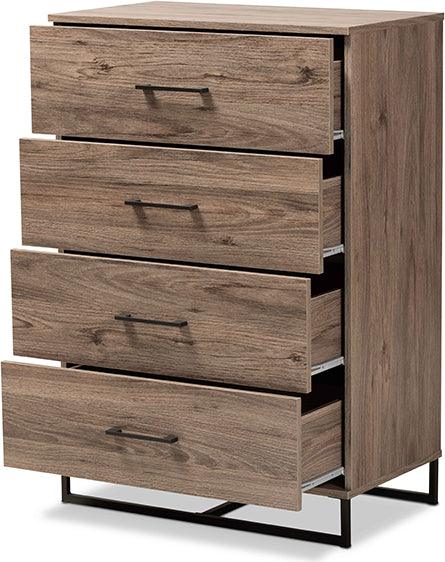 Wholesale Interiors Chest of Drawers - Daxton Modern and Contemporary Rustic Oak Finished Wood 4-Drawer Storage Chest