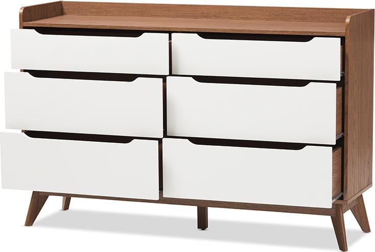 Wholesale Interiors Chest of Drawers - Brighton 56.02" Chest Of Drawers White & Walnut Brown