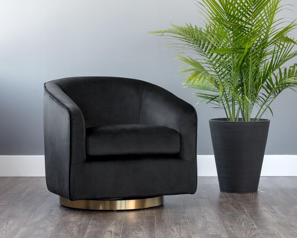 SUNPAN Accent Chairs - Hazel Swivel Lounge Chair Gold Black Sky