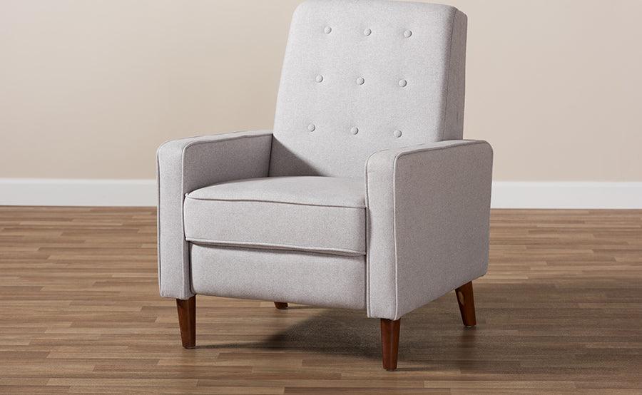 Wholesale Interiors Accent Chairs - Mathias Mid-century Modern Light Grey Fabric Upholstered Lounge Chair