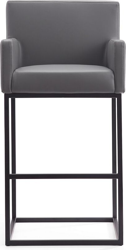 Manhattan Comfort Barstools - Ambassador 42 in. Grey and Black Metal Barstool (Set of 3)