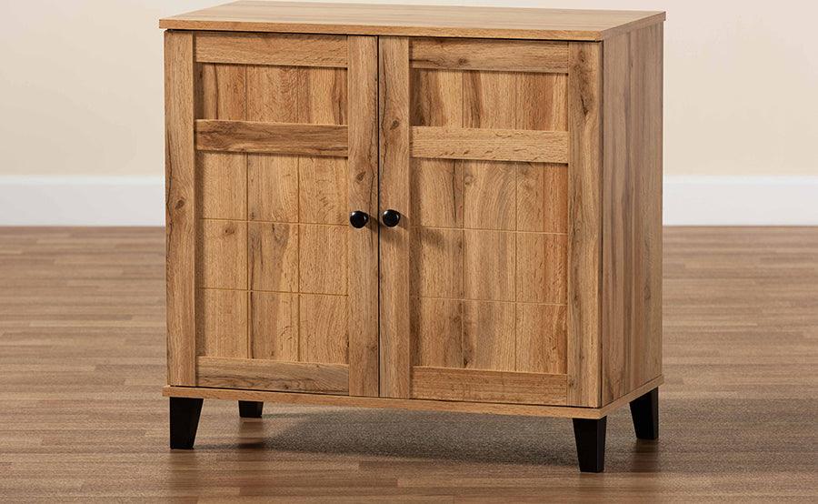 Wholesale Interiors Shoe Storage - Glidden Oak Brown Finished Wood 2-Door Shoe Storage Cabinet