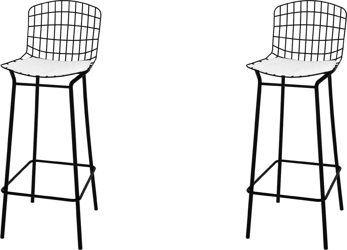 Manhattan Comfort Barstools - Madeline 41.73" Barstool, Set of 2 with Seat Cushion in Black and White