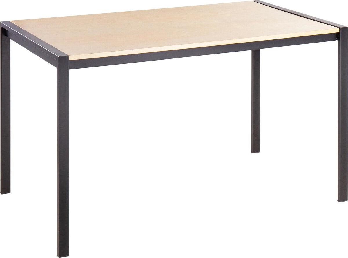 Lumisource Dining Tables - Fuji Contemporary Dining Table in Black Metal with Natural Wood Top