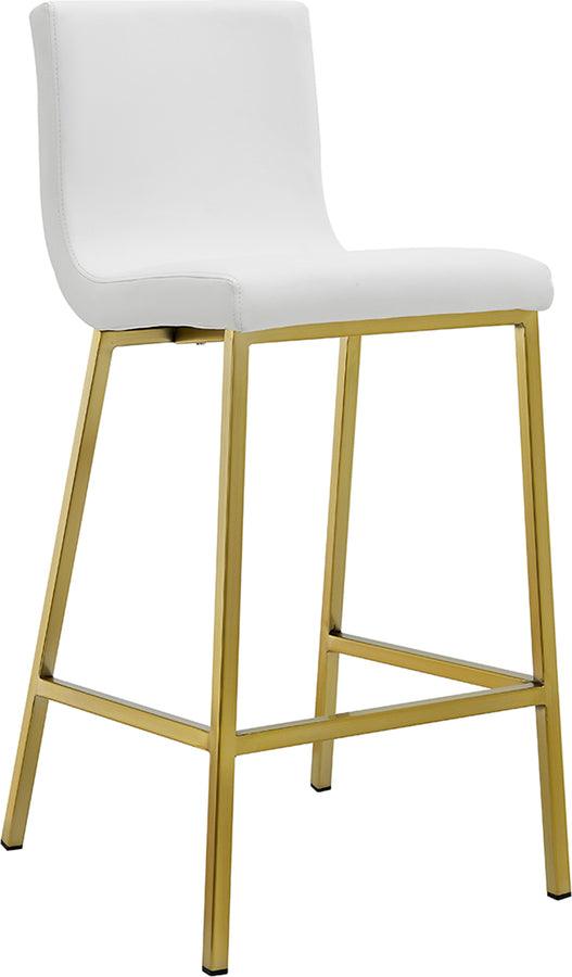Euro Style Barstools - Scott Counter Stool in White and Matte Brushed Gold Legs - Set of 2