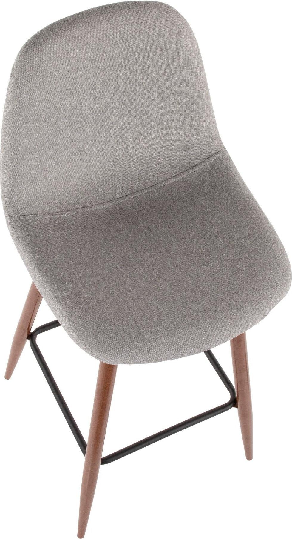 Lumisource Barstools - Pebble Barstool Walnut & Light Gray (Set of 2)