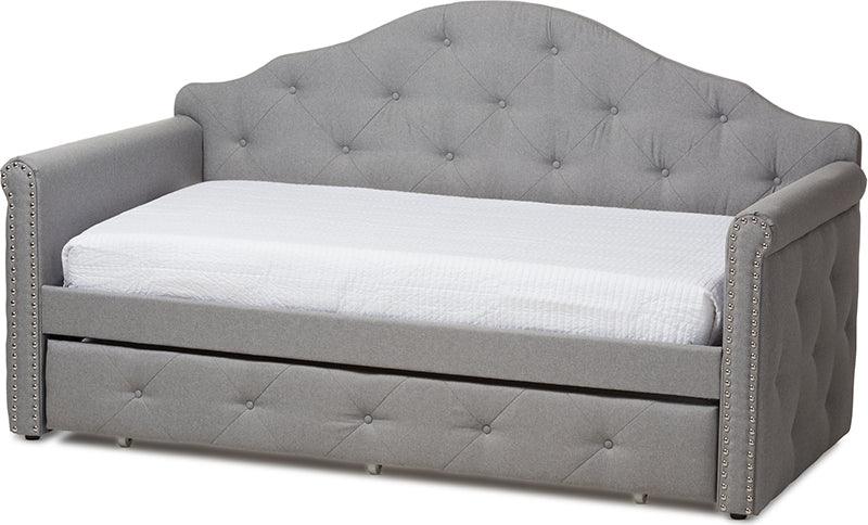 Wholesale Interiors Daybeds - Emilie Modern and Contemporary Grey Fabric Upholstered Daybed with Trundle Gray