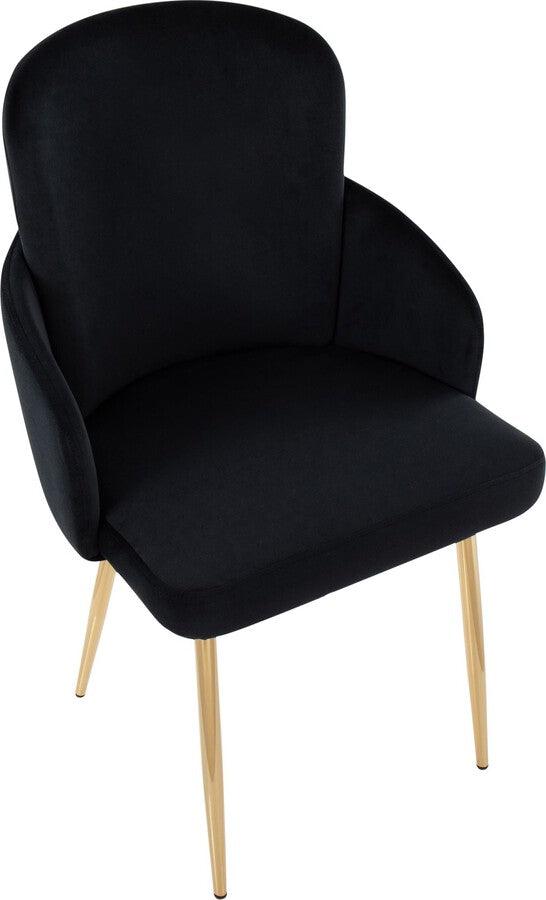 Lumisource Dining Chairs - Dahlia Contemporary Dining Chair In Gold Metal & Black Velvet With Gold Accent (Set of 2)
