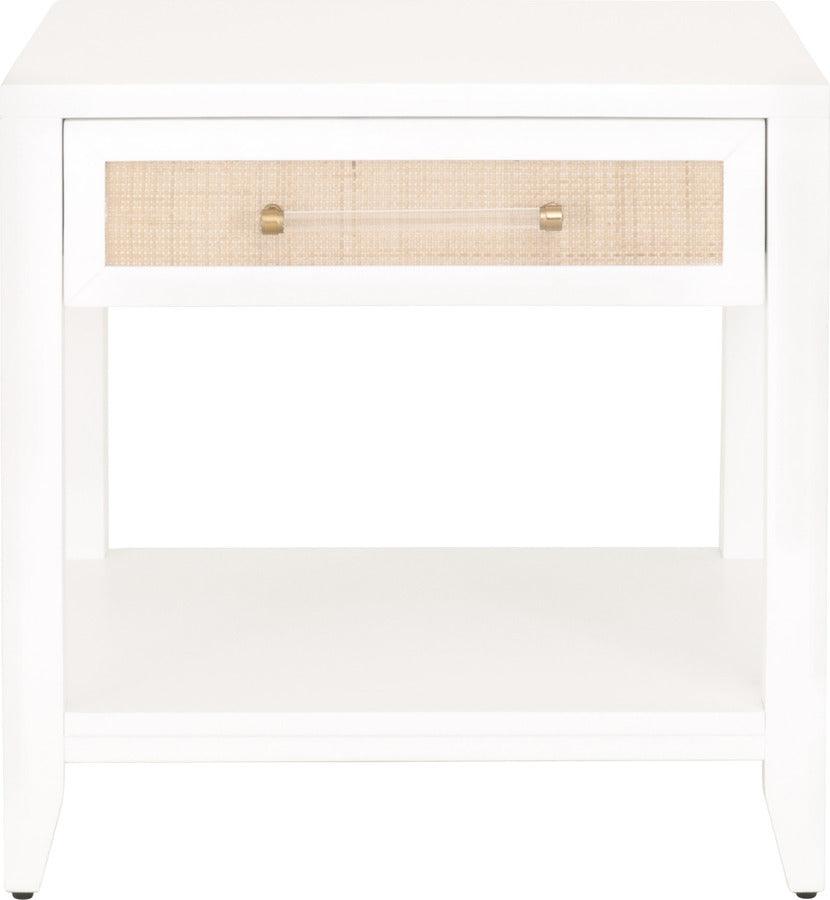 Essentials For Living Side & End Tables - Holland 1-Drawer Side Table Matte White, Natural, Brushed Brass