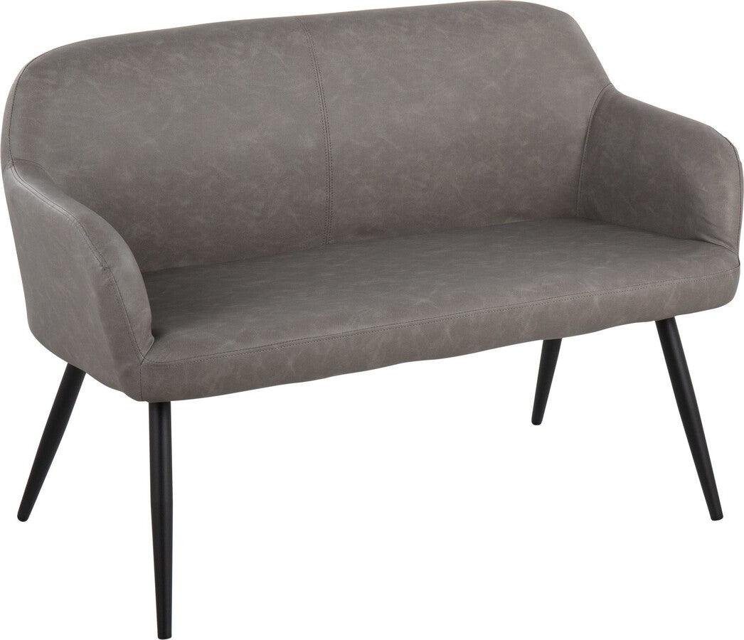 Lumisource Benches - Daniella Industrial High Back Bench In Black Metal & Grey Faux Leather