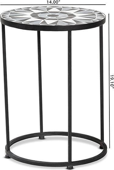 Wholesale Interiors Outdoor Side Tables - Kaden Multi-Colored Glass and Black Metal Outdoor Side Table