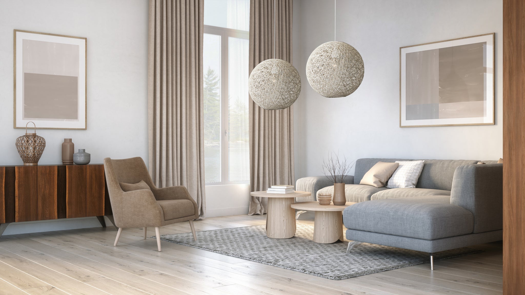Adesso Ceiling Lamps - Havana Extra Large Pendant Cream Rattan