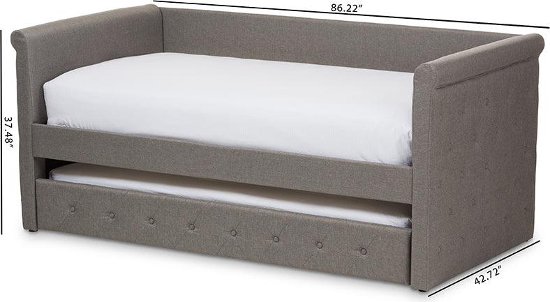 Wholesale Interiors Daybeds - Alena Modern and Contemporary Light Grey Fabric Daybed with Trundle