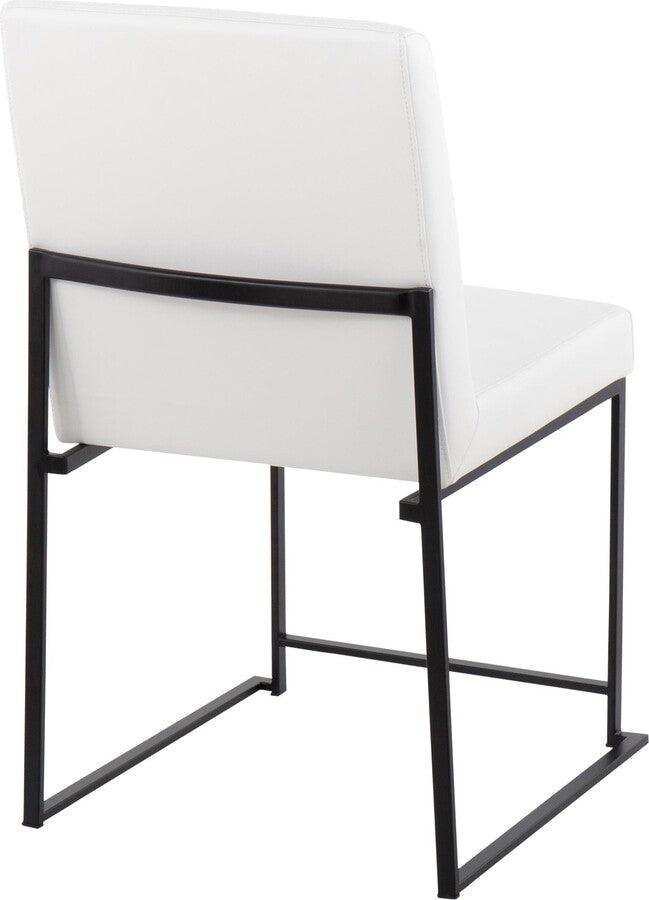 Lumisource Dining Chairs - High Back Fuji Contemporary Dining Chair in Black Steel and White Faux Leather - Set of 2
