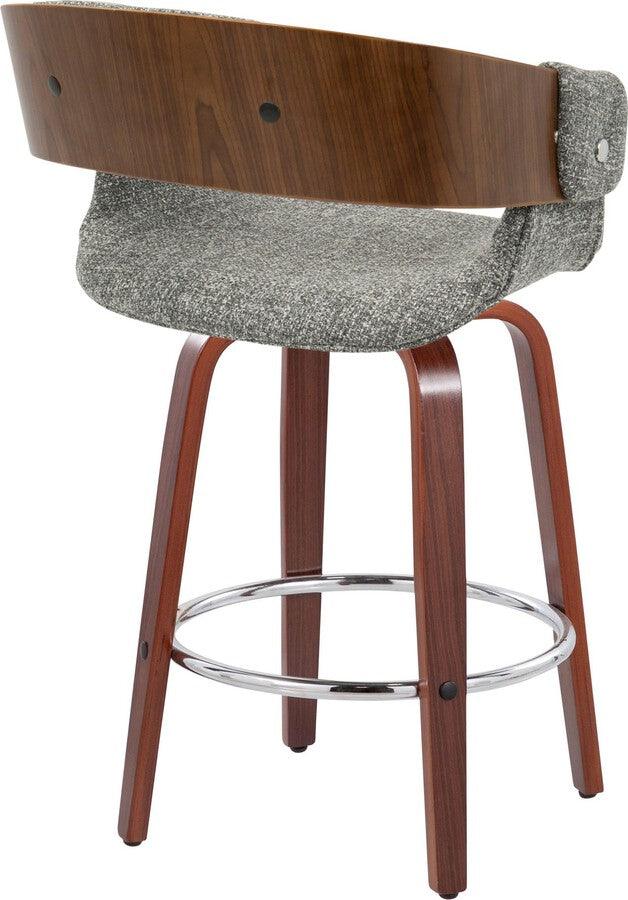 Lumisource Barstools - Elisa Counter Stool In Walnut & Grey Fabric (Set of 2)