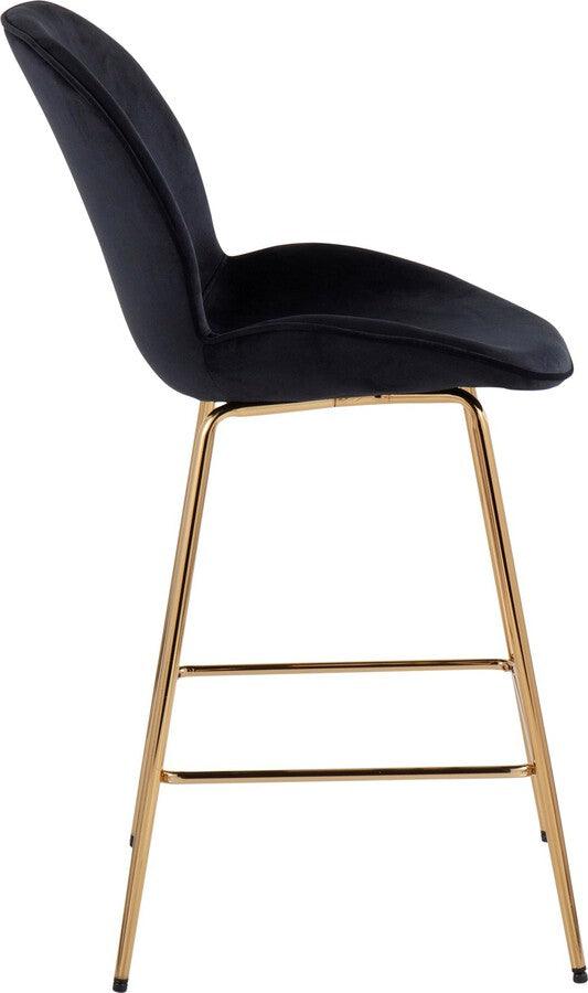 Lumisource Barstools - Diva /Glam Counter Stool In Gold Steel & Black Velvet (Set of 2)