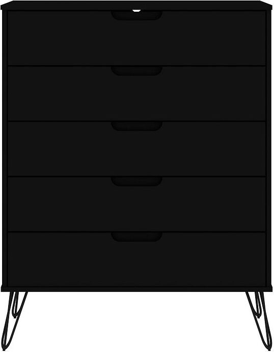 Manhattan Comfort Bedroom Sets - Rockefeller 5-Drawer & 3-Drawer Black Dresser Set