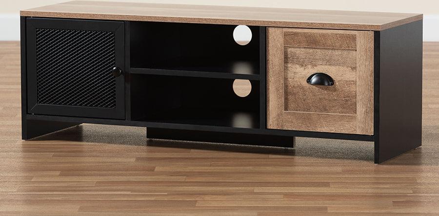 Wholesale Interiors TV & Media Units - Connell Modern and Contemporary Brown and Black Wood and Black Metal 2-Door TV Stand
