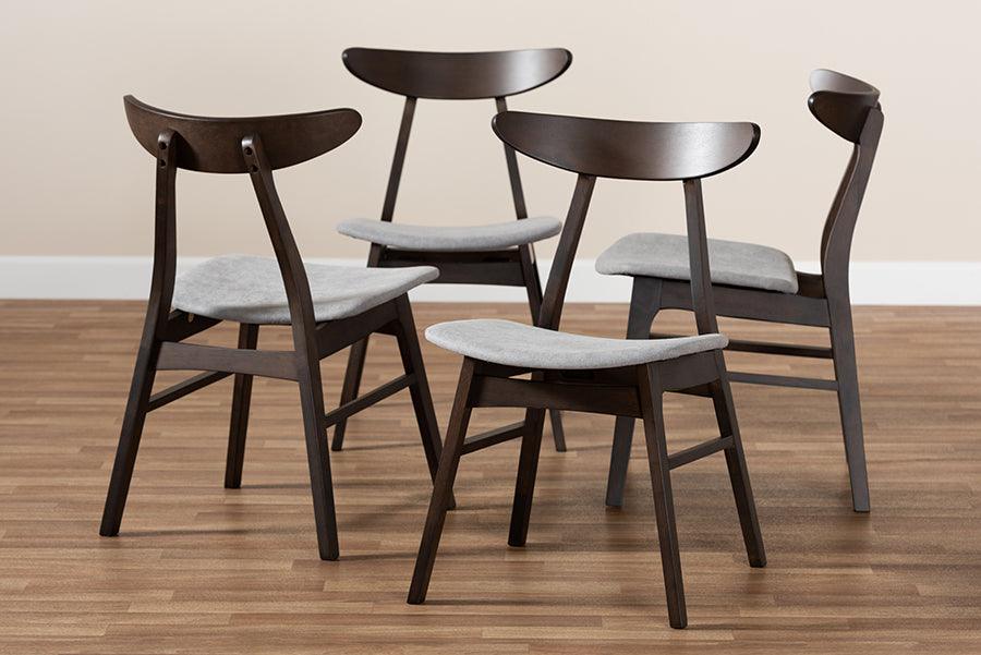 Wholesale Interiors Dining Chairs - Britte Light Grey Dark Oak Brown 4-Piece Wood Dining Chair Set Set
