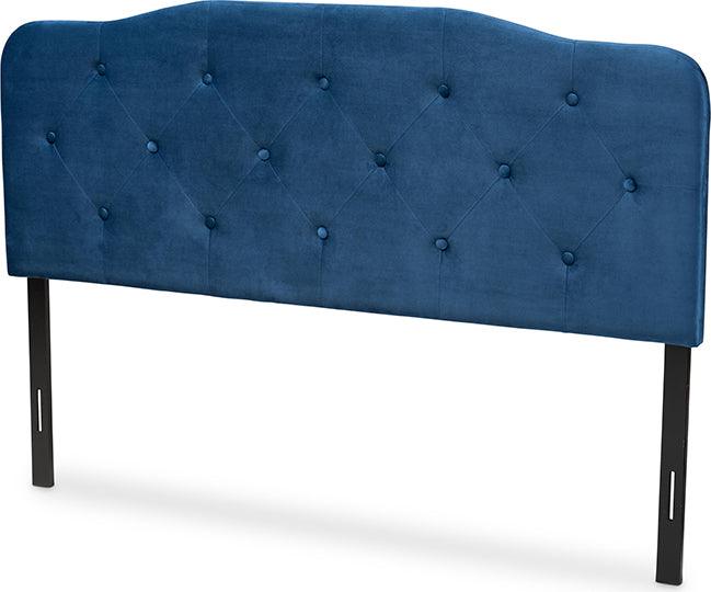 Wholesale Interiors Headboards - Gregory Modern and Contemporary Blue Velvet Full Size Headboard