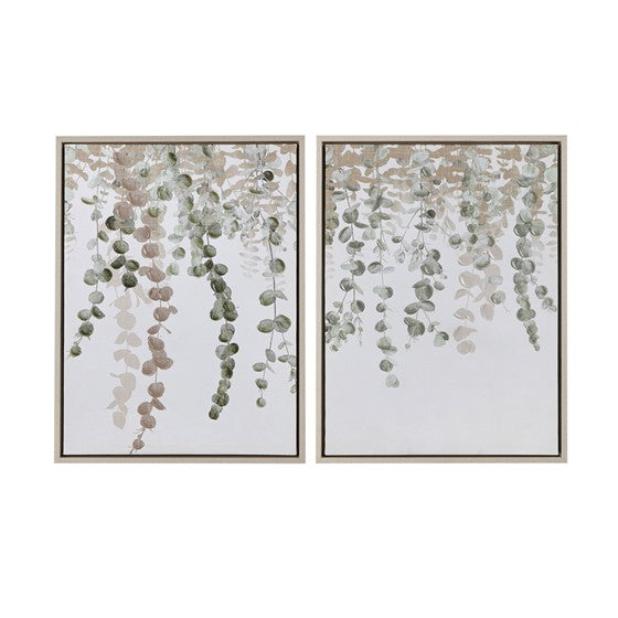 Olliix.com Wall Art - Eucalyptus 2-piece Framed Canvas Wall Decor Set Green
