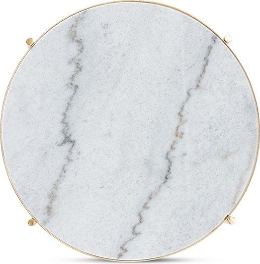 Wholesale Interiors Side & End Tables - Maddock Gold Finished Metal End Table with Marble Tabletop