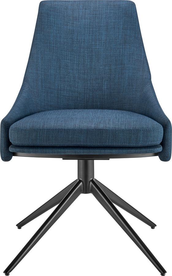 Euro Style Dining Chairs - Signa Side Chair in Blue Fabric with Black Steel Base