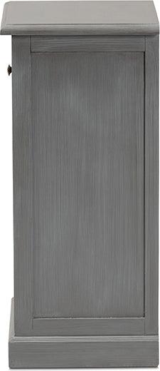 Wholesale Interiors Side & End Tables - Sheldon Vintage Grey Finished Wood and Synthetic Rattan 3-Drawer End Table