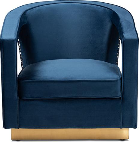 Wholesale Interiors Accent Chairs - Neville 30.3" Accent Chair Navy Blue & Gold