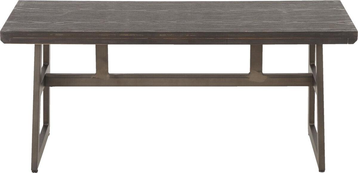 Lumisource Benches - Geo Industrial Bench in Antique Metal and Espresso Wood-Pressed Grain Bamboo