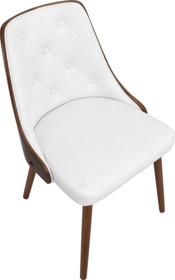 Lumisource Dining Chairs - Gianna Mid-Century Modern Dining/Accent Chair in Walnut with White Faux Leather