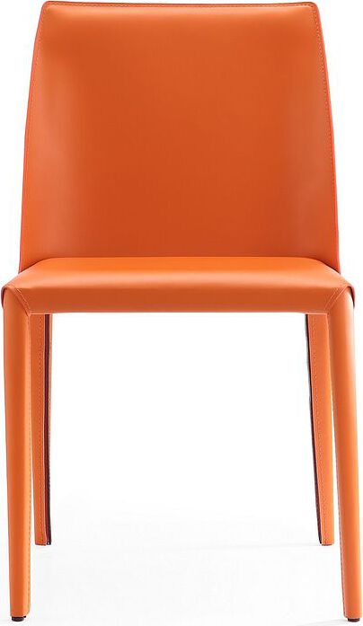 Manhattan Comfort Dining Chairs - Paris Coral Saddle Leather Dining Chair (Set of 2)