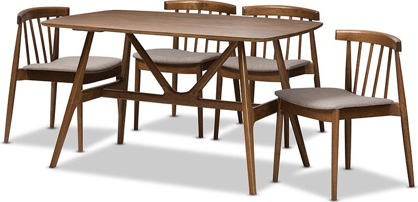 Wholesale Interiors Dining Sets - Wyatt Mid-Century Modern Walnut Wood 5-Piece Dining Set