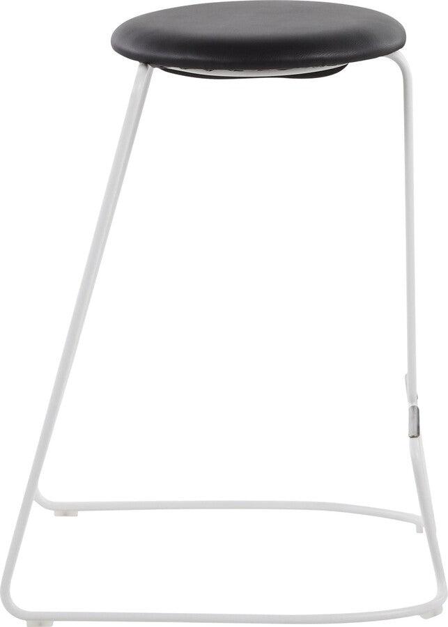 Lumisource Barstools - Finn Contemporary Counter Stool in White Steel and Black Faux Leather - Set of 2