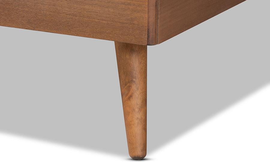 Wholesale Interiors Beds - Larue Modern and Contemporary Grey Velvet and Brown Wood King Size Platform Bed