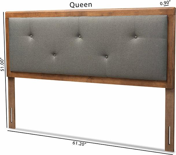 Wholesale Interiors Headboards - Abner Dark Grey Fabric Upholstered and Walnut Brown Finished Wood Full Size Headboard