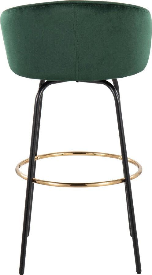 Lumisource Barstools - Claire /Glam Barstool In Black Metal & Emerald Green Velvet With Gold Metal Footrest (Set of 2)