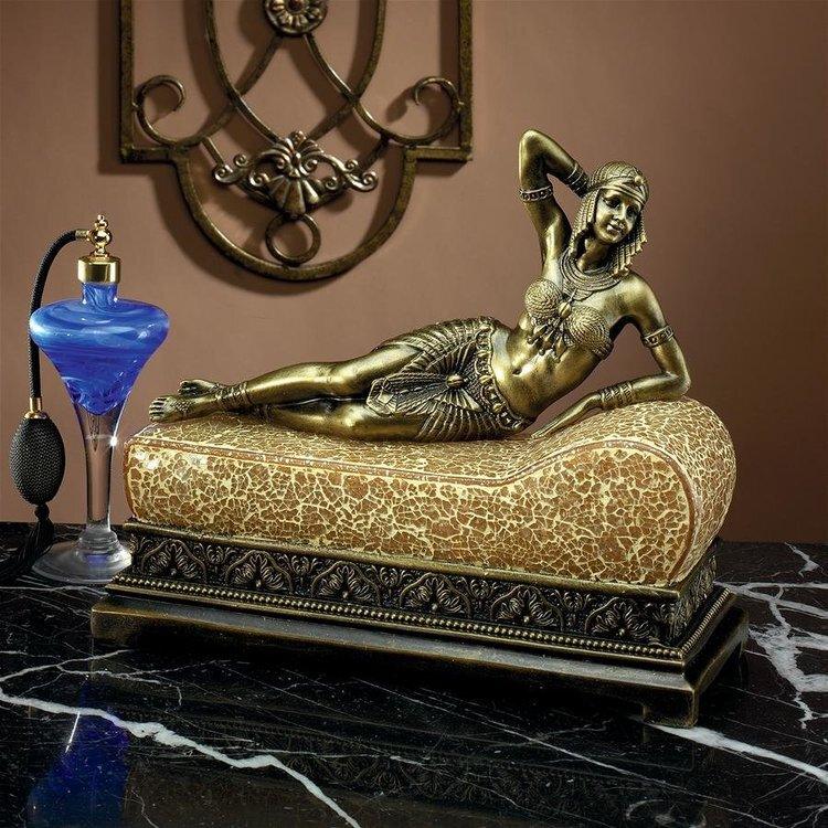Design Toscano Spooky Decor - Cleopatra Art Deco Mosaic Glass Lamp