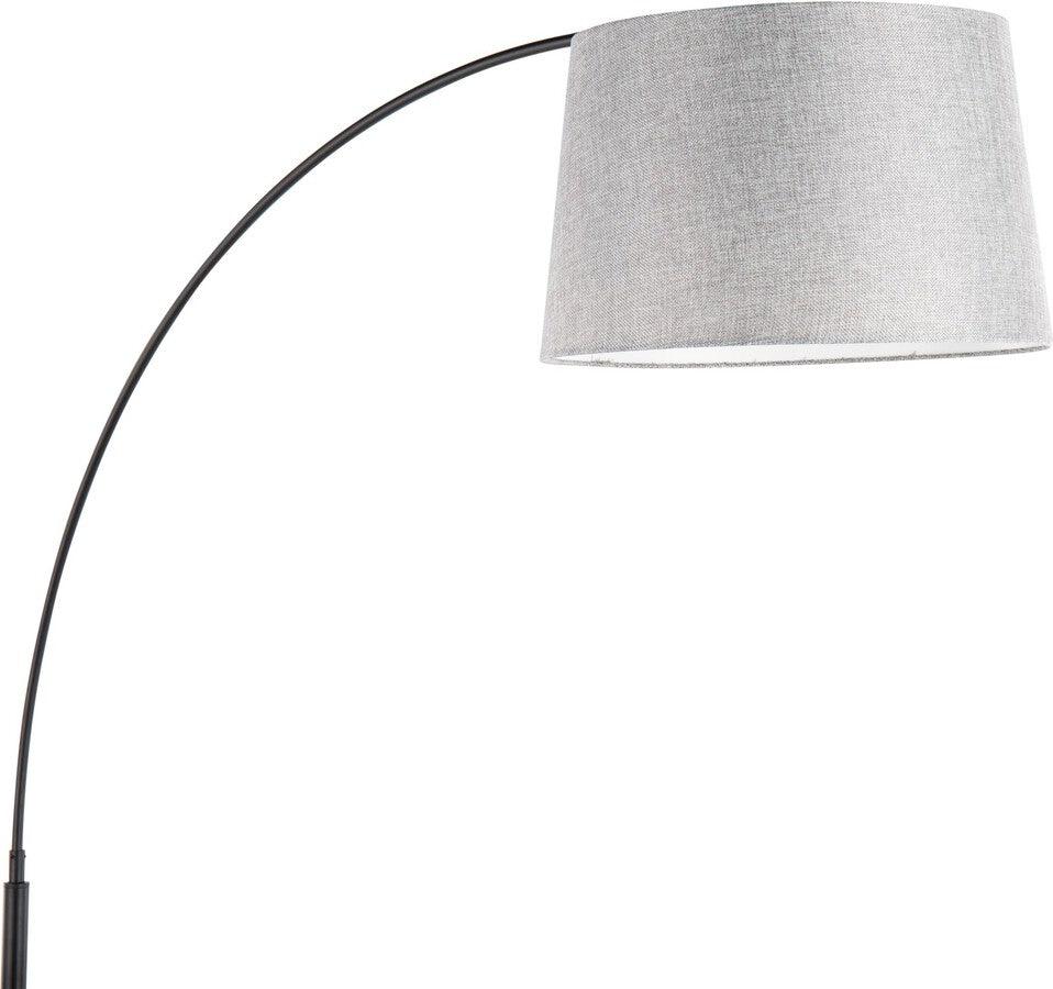 Lumisource Floor Lamps - March Contemporary Floor Lamp In Black Marble & Black Metal With Grey Linen Shade