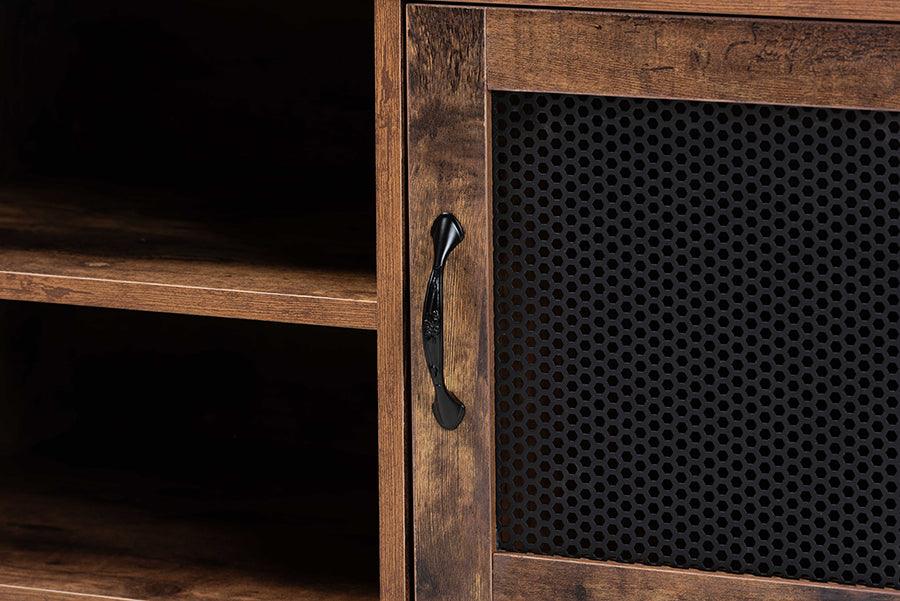 Wholesale Interiors TV & Media Units - Valeska Modern Industrial Walnut Brown Finished Wood and Black Metal 2-Door TV Stand