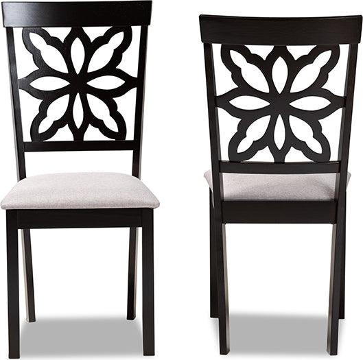 Wholesale Interiors Dining Chairs - Samwell Grey Fabric Upholstered and Dark Brown Finished Wood 2-Piece Dining Chair Set